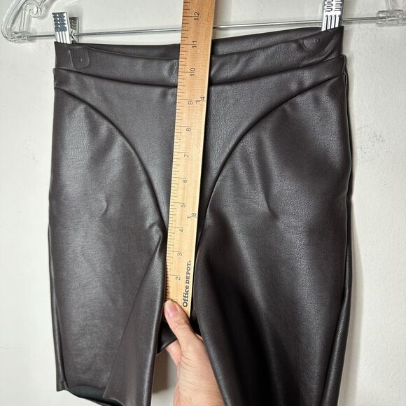 NWT Skims SET Soot Faux Leather Long Sleeve High Neck Bodysuit Biker Shorts XS - Picture 16 of 16